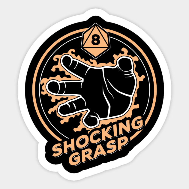 Shocking Grasp D&D Tshirt Sticker by Natural 20 Shirts